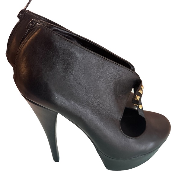 Truth or Dare by Madonna Black Leather zip-up high heel Shoes Size 7.5 - Picture 13 of 16